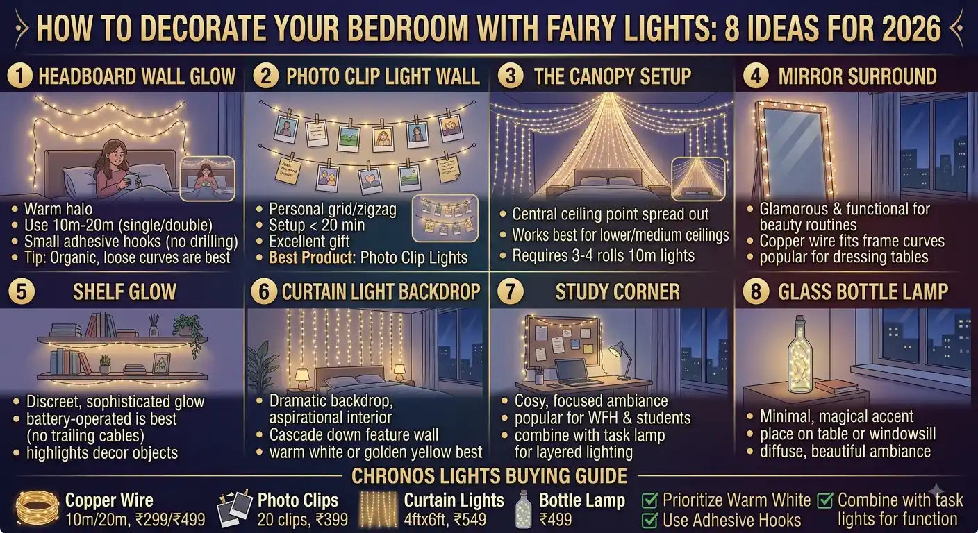 How to Decorate Your Bedroom with Fairy Lights — 8 Ideas for 2026