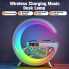 Smart Atmosphere Lamp with 15W Wireless Charger, Smart RGBIC Lights, Alarm Clock, Bluetooth Speaker Chronos Lights