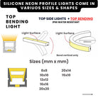 silicone neon profile lights come in various sizes & shapes