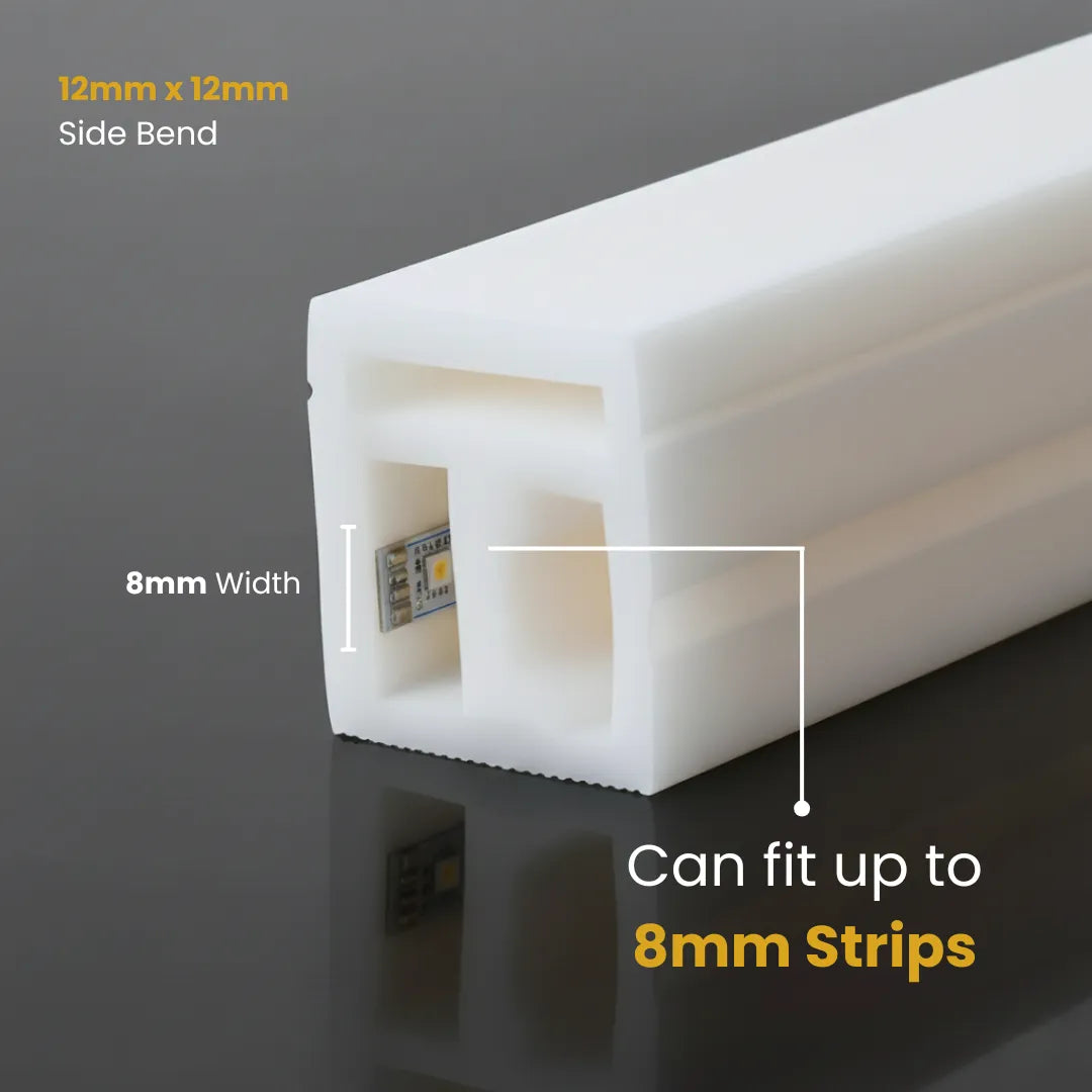 12mm x 12mm Side Bend Profile can contain 8mm Strip Light