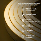 Water resistant 12×20 mm silicone neon profile, IP65.