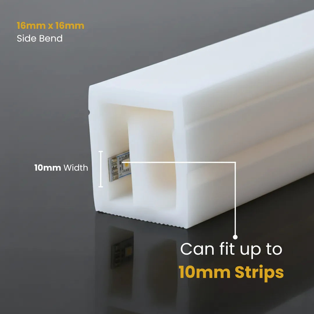 16mm x 16mm - Side View Flexible Silicone Profile for LED Strip Light