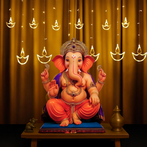 Diya Curtain Lights | Warm White LED | Ganpati Decoration
