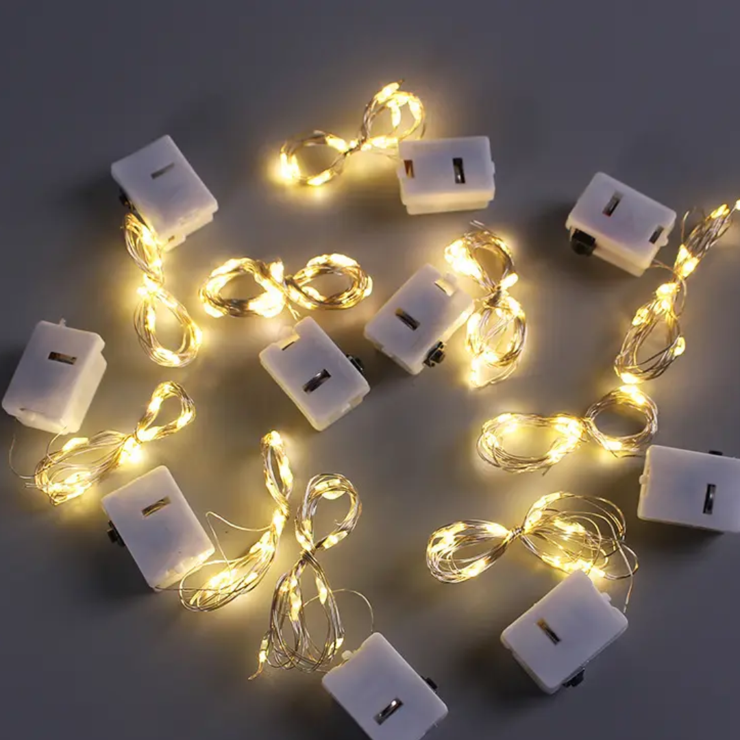 Tiara Copper Wire Fairy LED String Lights - Button Battery Operated - Warm White | Chronos Lights