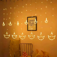 Diya Curtain Lights | Warm White LED | Diwali Decoration