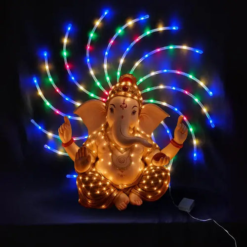 Ganpati Decoration LED Chakra – Multi-Color 220V Plug-In Backdrop Light for Murti Decoration