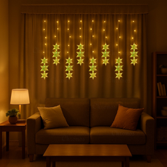 Premium 3 Joint Star Curtain String Lights – 3M | Warm White LED