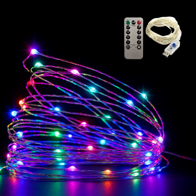 Copper Wire Fairy LED String Lights - USB Operated | 8 Function Remote Control | Multi
