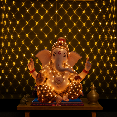 LED String Mesh Net Lights | Warm White | Ganpati Decoration