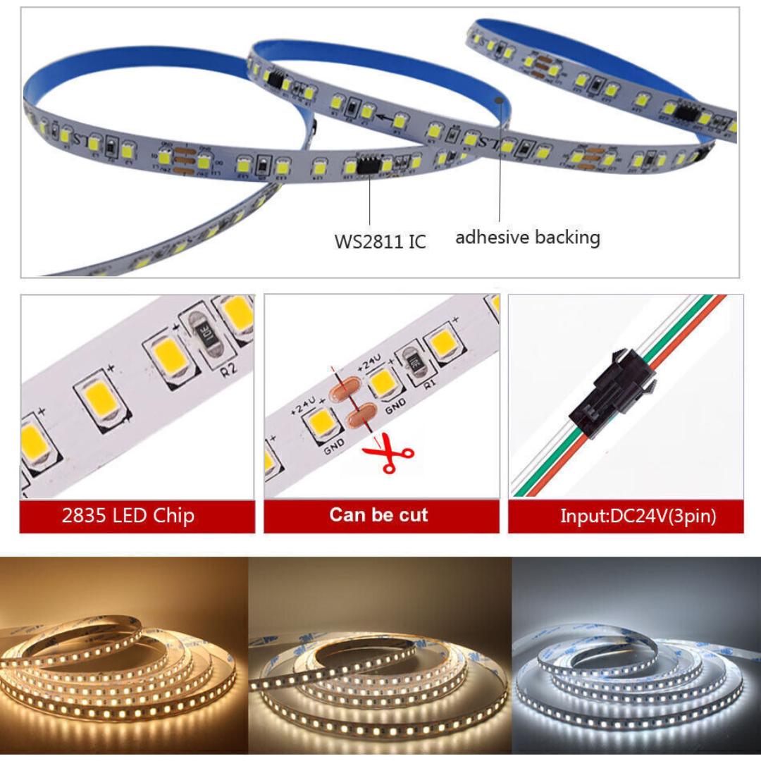 High brightness 2835 SMD LED strip lights with WS2811 IC for smooth effects