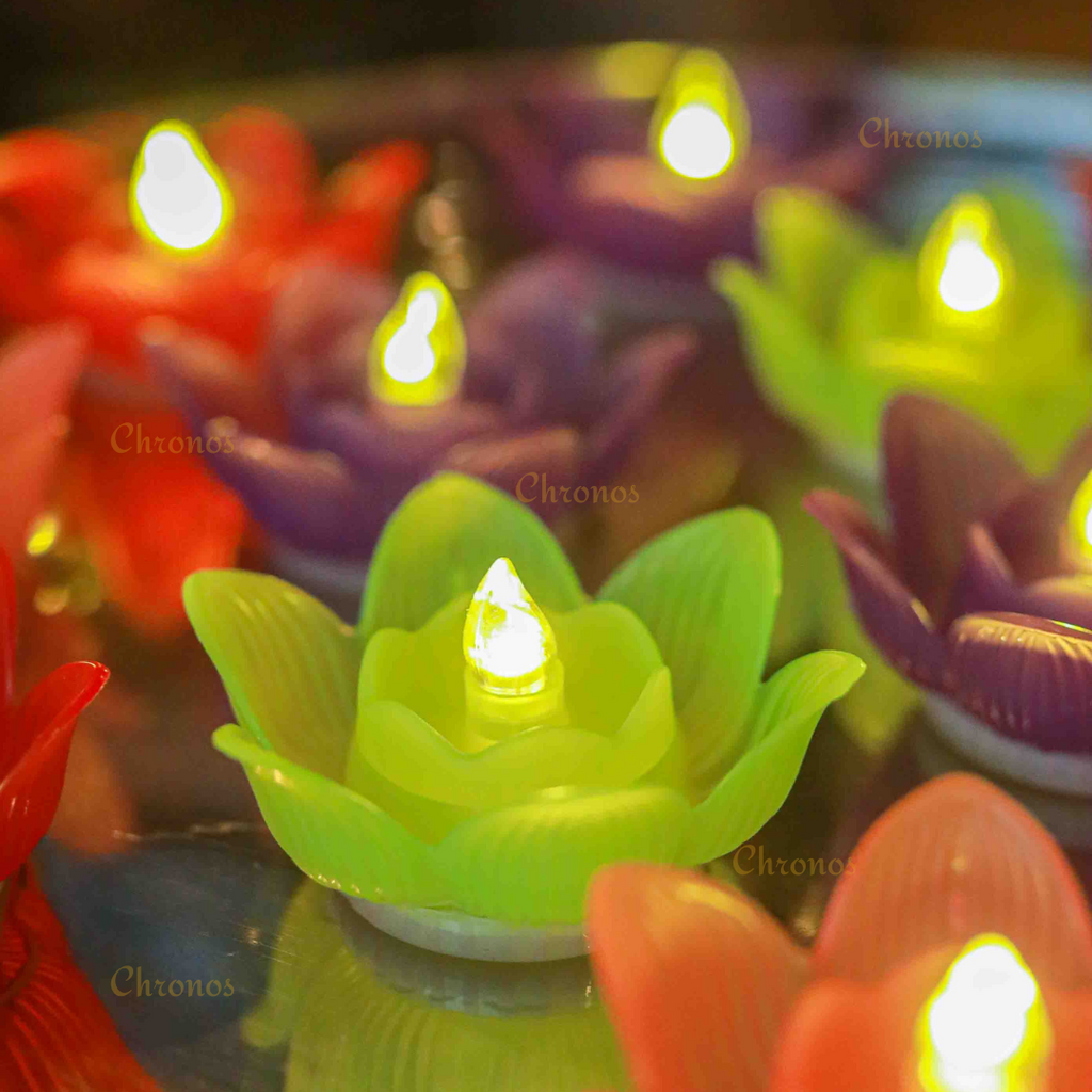 10 pièces multicolore soie lotus lanterne lumière  – Grandado