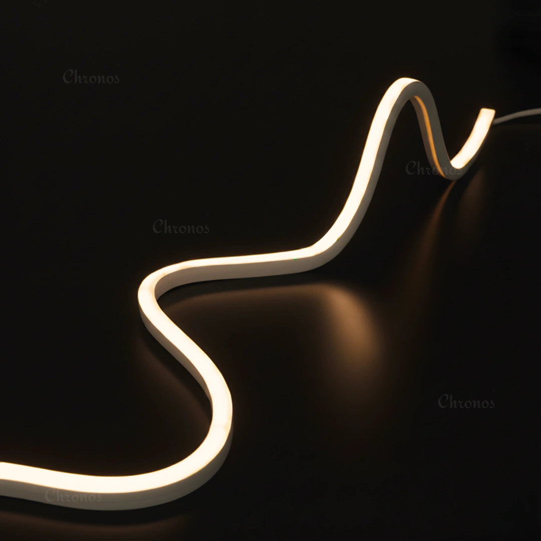 3D flexible LED neon light with 16x16mm silicone profile and warm white 3000K illumination