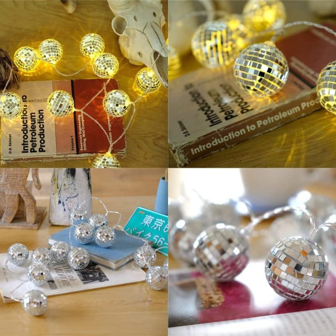 LED Disco Ball Mirror String Light Warm White Chronos Lights