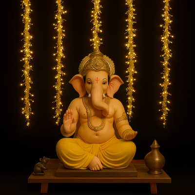 Glitter Curtain LED String Light | Warm White | Ganpati Decoration