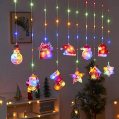 Christmas 3D Paint Ornaments Curtain Lights | Multi
