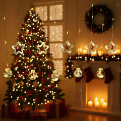 Christmas Star + Ball Curtain Lights | Warm White