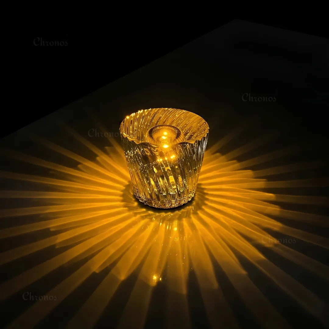 Crysta rechargeable table lamp with 3000K warm white lighting for cosy ambient illumination