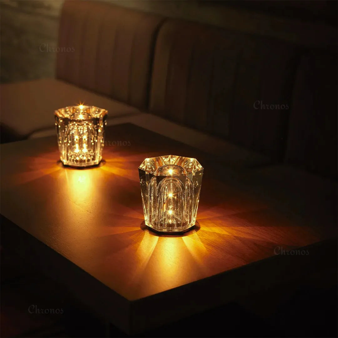 Crysta rechargeable table lamp with 6500K cool white LED illumination