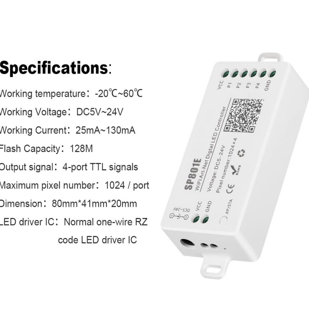 DC5~24V SP801E LED WiFi Controller Chronos Lights