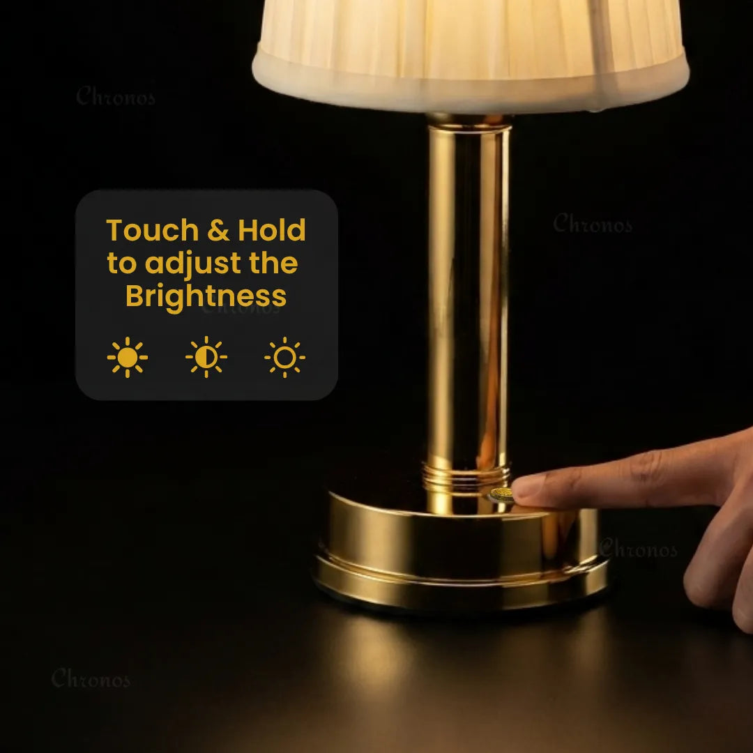 Filo gold rechargeable metal table lamp with elegant modern design and cordless LED lighting