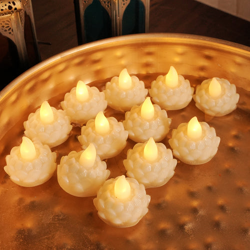 LED Floating Flower  Tea Light Candles | Pack of 12