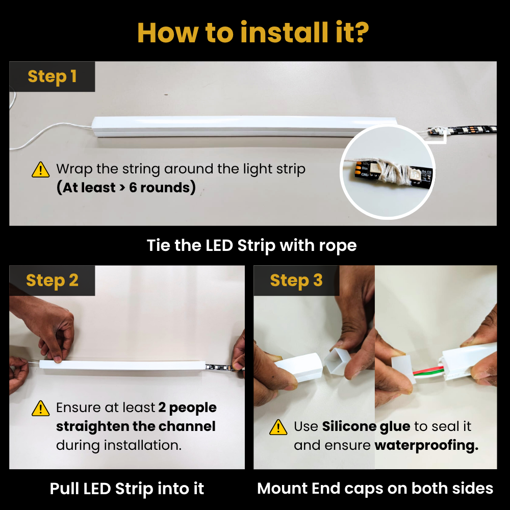 Step-by-step guide on how to install an LED strip.