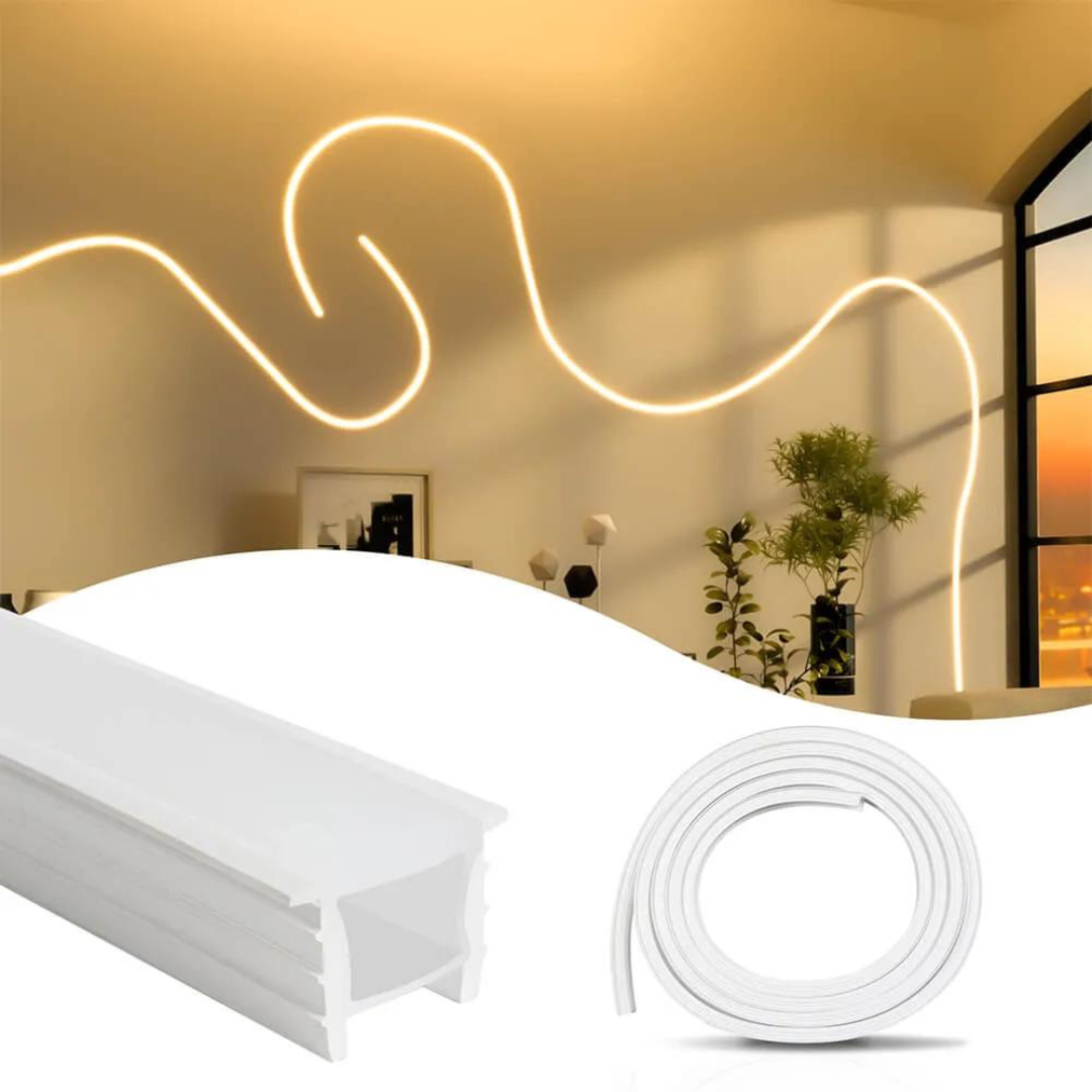 Versatile 8mm x 8mm flexible silicone profile, designed to safeguard and beautify your LED strip lights.