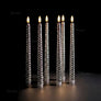 Chronos Lights LED Diamond Pattern Flameless Taper Candles with warm white flickering flame, battery operated decorative candles pack of 6