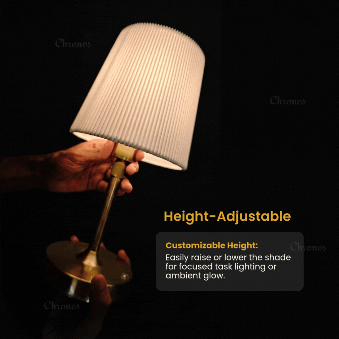 Linea decorative table lamp featuring a premium fabric lampshade and rechargeable cordless design