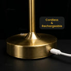 Linea French-style rechargeable table lamp with premium fabric shade and sophisticated decorative design