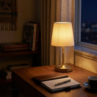Linea fabric shade decorative table lamp for living room consoles, side tables and modern interiors