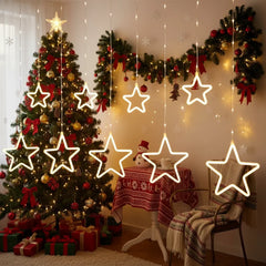 Neon Star Curtain Lights - 9 Stars | Warm White