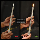 Premium gold diamond pattern LED flameless taper candle with realistic warm white flickering flame