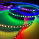 RGBIC LED strip displaying a rainbow of colors across supported sections.