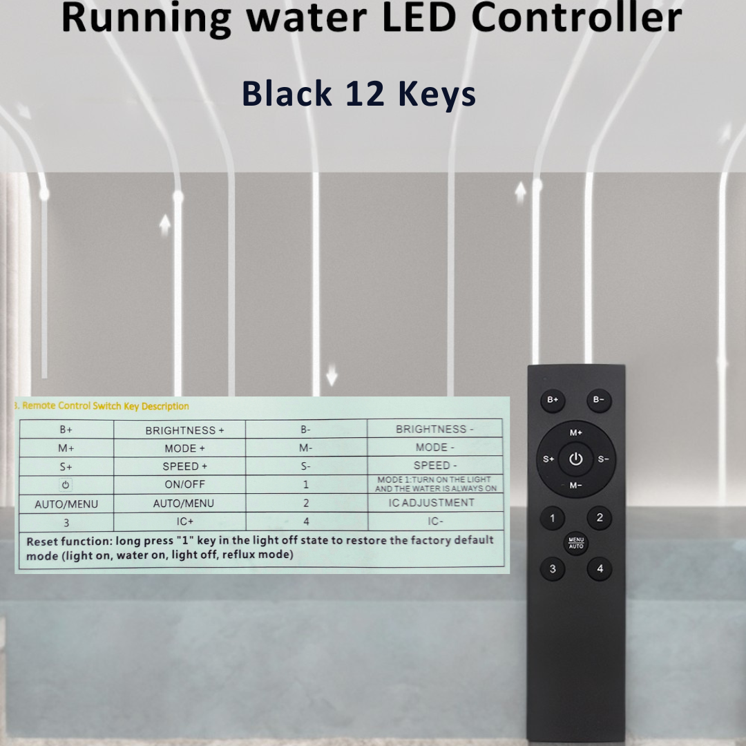 Running Flowing Water Wireless Controller for LED Running Strip Lights - 12 Key Wireless Remote Control (WS2811)