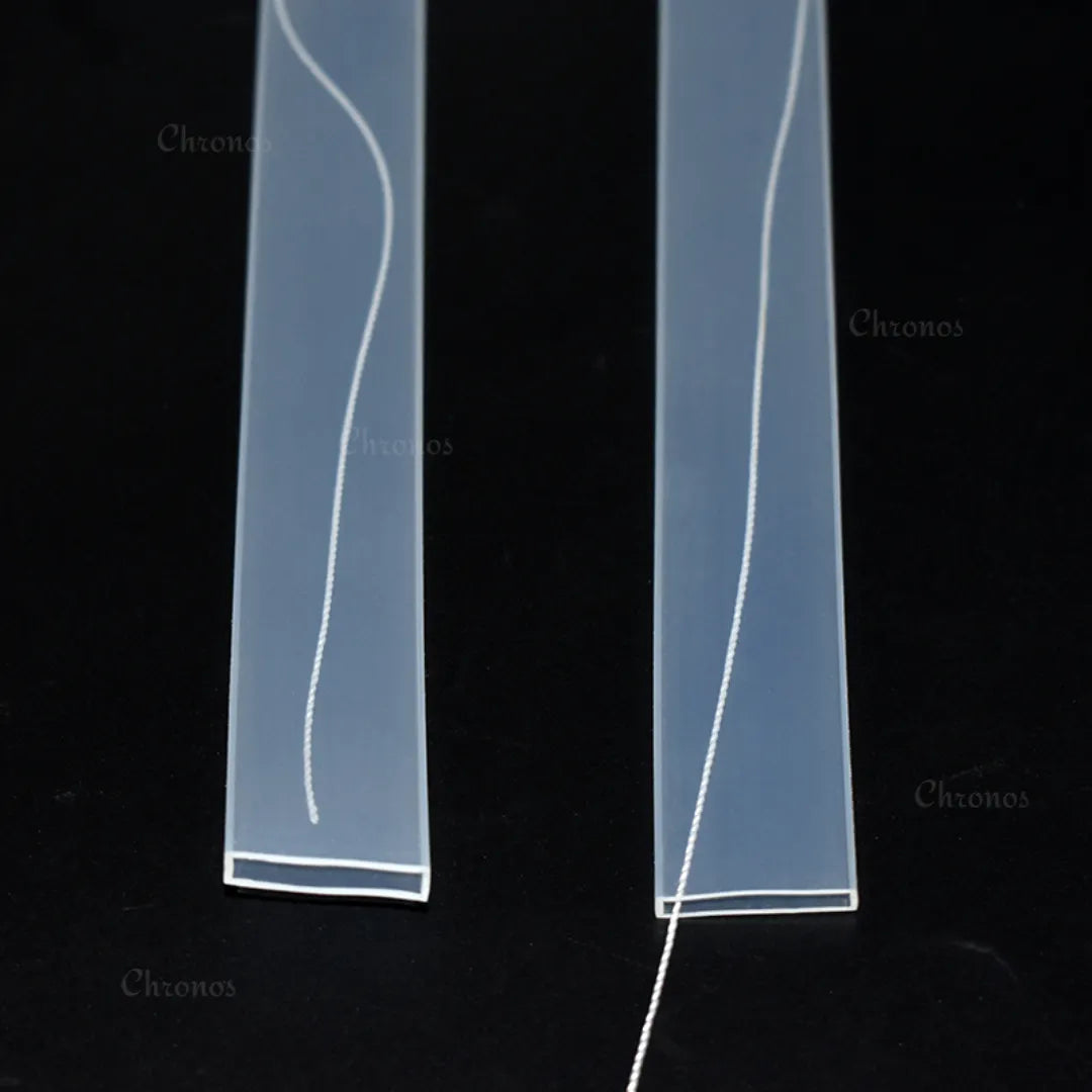 Transparent silicone sleeve fitted over flexible LED strip light