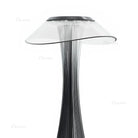 Stria decorative acrylic LED table lamp with cordless rechargeable functionality