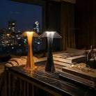 Stria Slim rechargeable table lamp with sleek acrylic body, cordless LED lighting and modern minimalist design