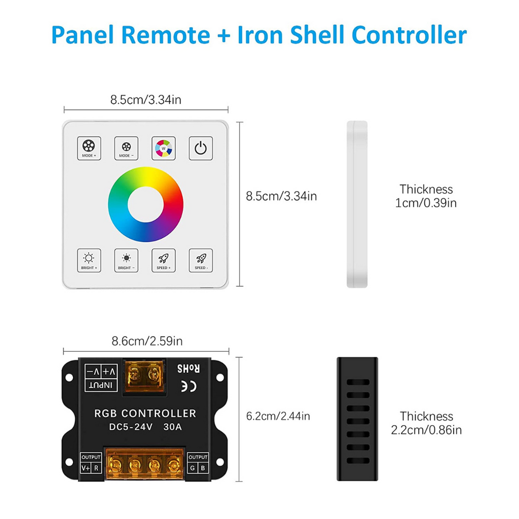 Wireless RF Wall Mounted Smart Touch Panel Controller with RGB Dimmer Controller Chronos Lights