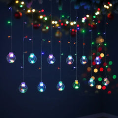 Wish Ball Curtain Lights | 12 Wish Balls | Multi LED | Diwali Decoration