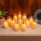 Acrylic glass LED moving wick pillar candle set of 12 with realistic flickering flame effect