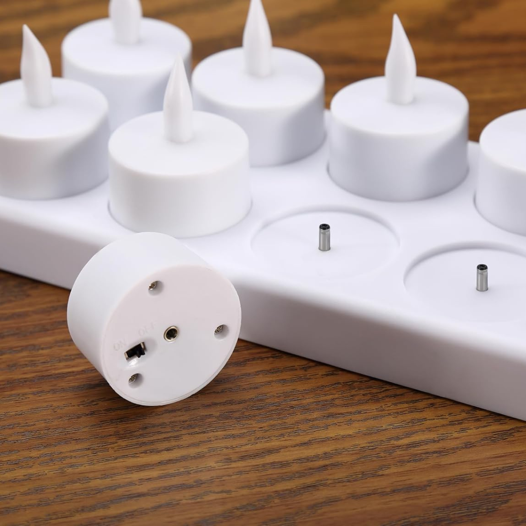 Battery-free USB-powered rechargeable tea light candles for sustainable lighting.