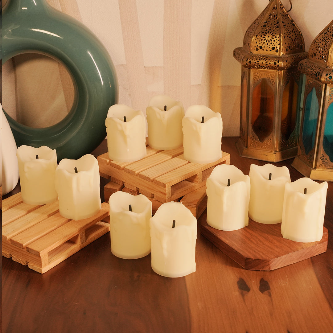 Battery operated LED candles powered by 3xLR44 button cells