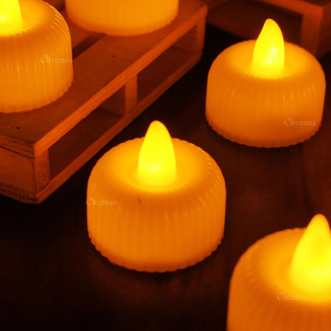 Chronos Lights battery operated LED tea light candles with realistic flickering glow
