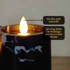 Black marble style LED flameless pillar candle for home decor