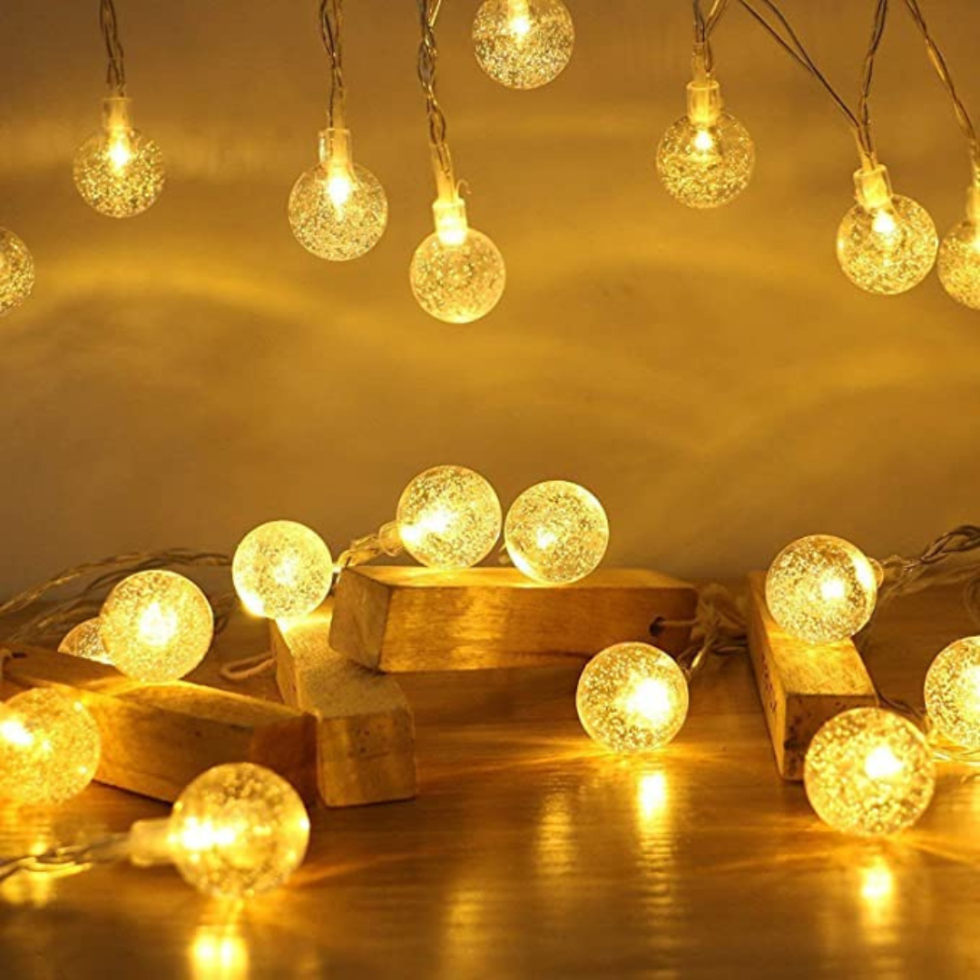 Bubble decorative string lights warm white with USB battery and plug options