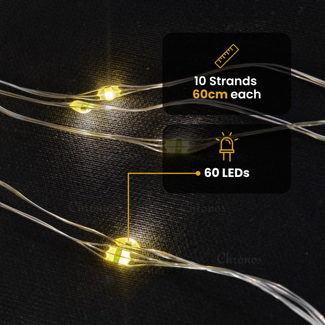 Cascading waterfall fairy lights with 10 string design for premium ambient lighting
