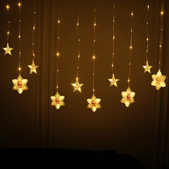 Christmas 3D Paint Snowflake and Star Curtain Lights | Warm White