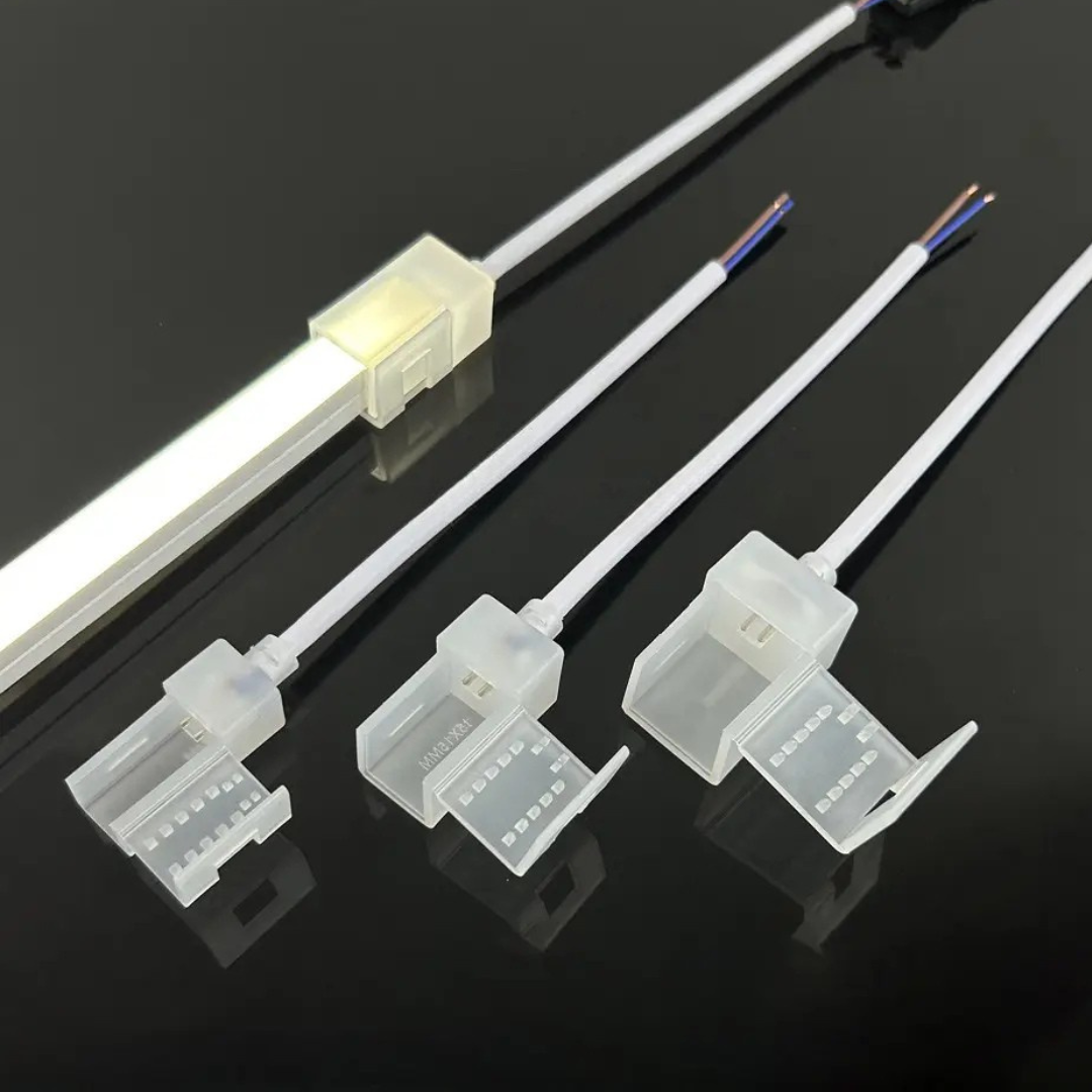 Neon LED connector kit by Chronos Lights – compatible with 10x10mm and 12x12mm silicone LED strips, trusted in Mumbai.                     |
