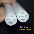 360° flexible round silicone LED tube by Chronos Lights for architectural, sculptural, and landscape lighting